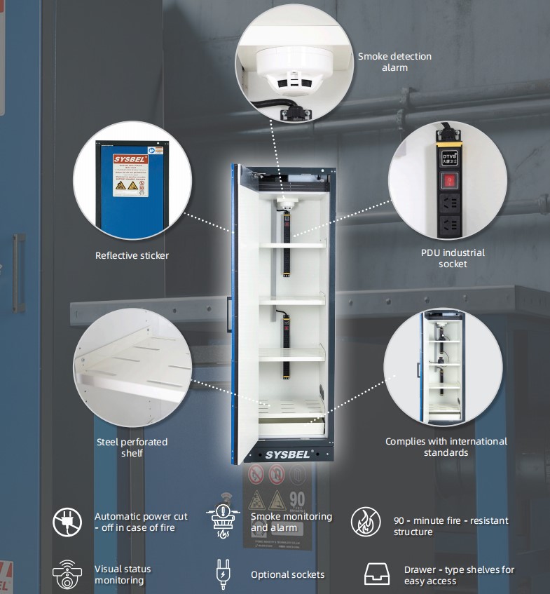 SYSBEL 90 Minute Fire Resistant Safety Battery Charging Cabinet SE490230B 2 SYSBEL 90 Minute Fire Resistant Safety Battery Charging Cabinet SE490230B 2